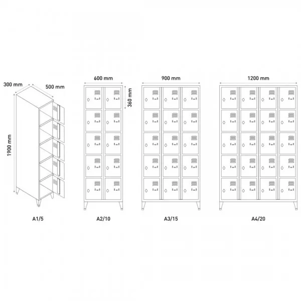 Vestiaire 20 casiers 300 mm - Vestiaires - BSA PRO