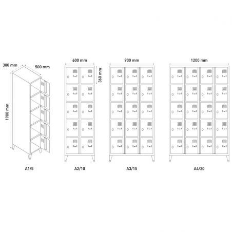 Vestiaire 20 casiers 300 mm - Vestiaires - BSA PRO