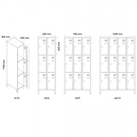 Vestiaire 3 casiers 300 mm - Vestiaires - BSA PRO
