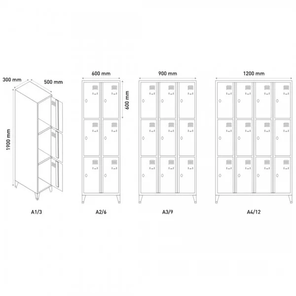 Vestiaire 6 casiers 300 mm A26 - Vestiaires - BSA PRO