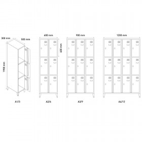 Vestiaire 12 casiers 300 mm - Vestiaires - BSA PRO