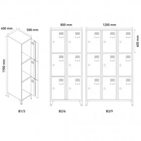 Vestiaire 3 casiers 400 mm - Vestiaires - BSA PRO