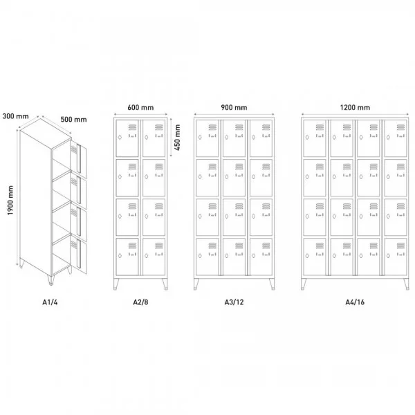 Vestiaire 8 casiers 300 mm A28 - Vestiaires - BSA PRO