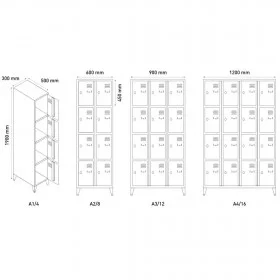 Vestiaire 16 casiers 300 mm - Vestiaires - BSA PRO