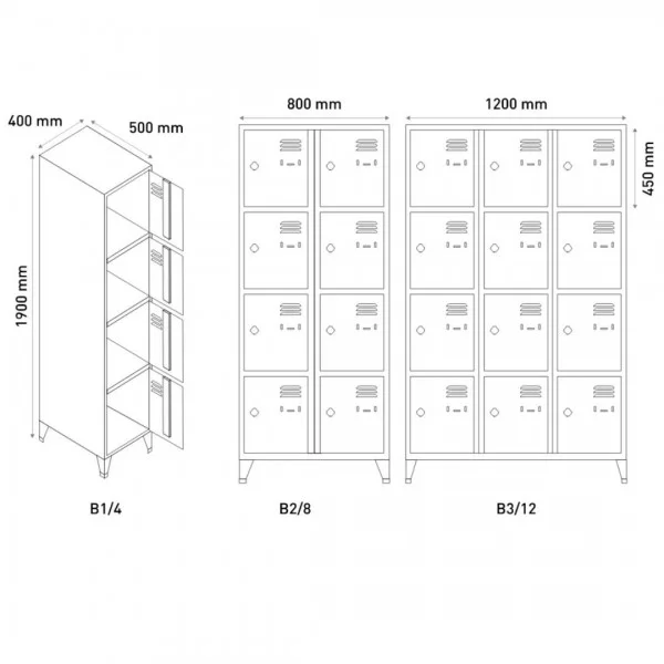 Vestiaire 12 casiers 400 mm B312 - Vestiaires - BSA PRO