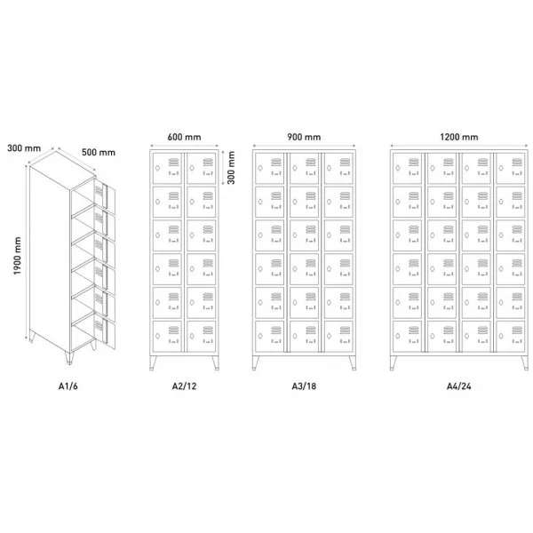 Vestiaire 12 casiers 300 mm A212 - Vestiaires - BSA PRO